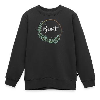 Braut I Blumenkranz Hochzeit Boho Stil Eukalyptus - Kinder Premium Organic Sweatshirt - Schwarz - Vorne - AI Model Kid Female (0cm)
