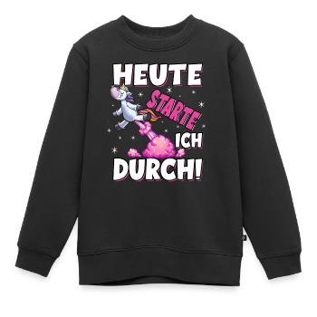 Heute Starte Ich Durch - Pupsen Einhorn - Kinder Premium Organic Sweatshirt - Schwarz - Vorne - AI Model Kid Female (0cm)