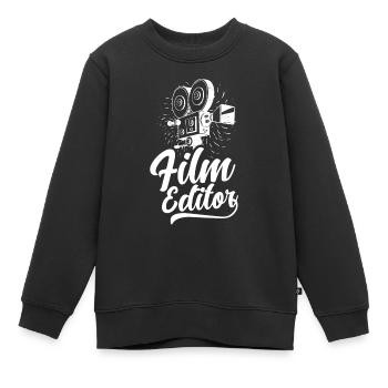 Montage vidéo de filmeditor Edit - Sweat Premium enfant bio - noir - Devant - AI Model Kid Female (0cm)