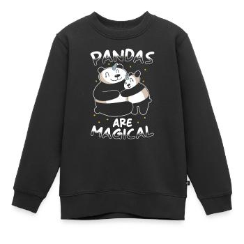 Panda Einhorn Panda - Kinder Premium Organic Sweatshirt - Schwarz - Vorne - AI Model Kid Female (0cm)