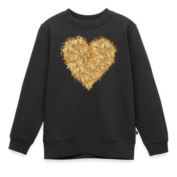 Herz aus Stroh in leuchtenden goldgelben Farbtönen - Kinder Premium Organic Sweatshirt - Schwarz - Vorne - AI Model Kid Female (0cm)