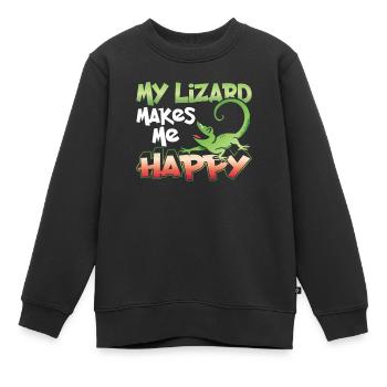 Mon lézard me rend heureux lézard lézard lézard lézard - Sweat Premium enfant bio - noir - Devant - AI Model Kid Female (0cm)
