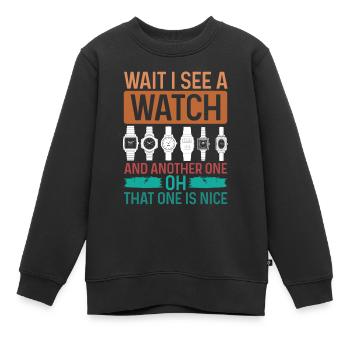 Watch Collecting Retro Wait see a Watch Collector - Kinder Premium Organic Sweatshirt - Schwarz - Vorne - AI Model Kid Female (0cm)