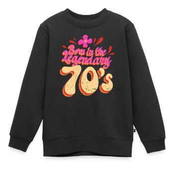 Né dans les années 70 70 Retro Hippie coloré - Sweat Premium enfant bio - noir - Devant - AI Model Kid Female (0cm)