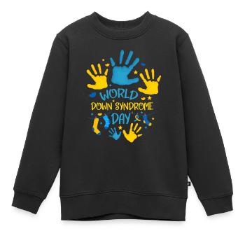 World Down Syndrome Day Hand Print Women - Kids Premium Organic Sweatshirt - black - Front - AI Model Kid Female (0cm)
