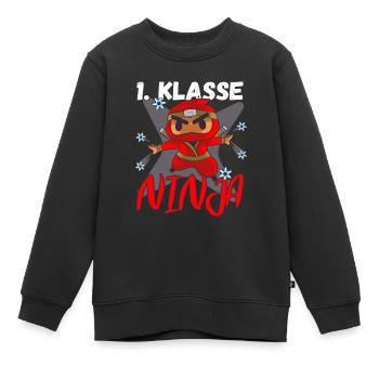 Einschulung Erstklässler 1. Klasse Schulkind Ninja - Kinder Premium Organic Sweatshirt - Schwarz - Vorne - AI Model Kid Female (0cm)