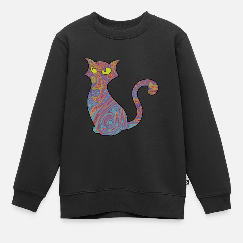 Chat psychédélique - Sweat Premium enfant bio - noir