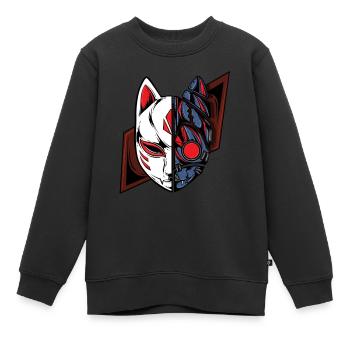 mecha kitsune anime manga cat fox - Kinder Premium Organic Sweatshirt - Schwarz - Vorne - AI Model Kid Female (0cm)