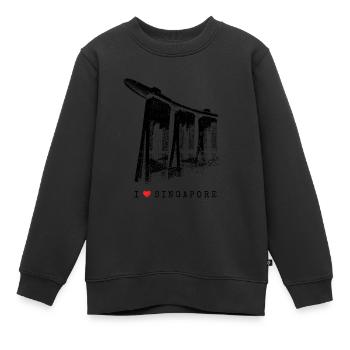 Singapour Marina Bay Vintage Asie J’aime Singapour - Sweat Premium enfant bio - noir - Devant - AI Model Kid Female (0cm)