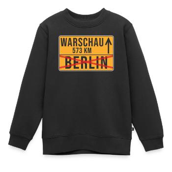 Warschau Berlin Umzug Ortschild - Kinder Premium Organic Sweatshirt - Schwarz - Vorne - AI Model Kid Female (0cm)