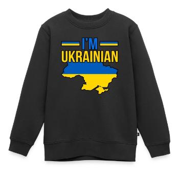 Ukraine - Sweat Premium enfant bio - noir - Devant - AI Model Kid Female (0cm)