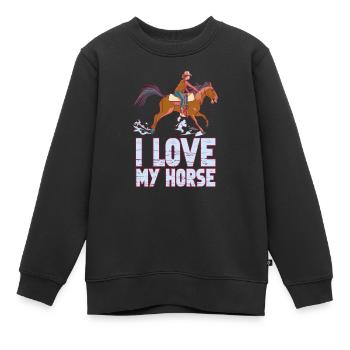 Ich Liebe Mein Pferd Reiterhof Reiter Reiten - Kinder Premium Organic Sweatshirt - Schwarz - Vorne - AI Model Kid Female (0cm)