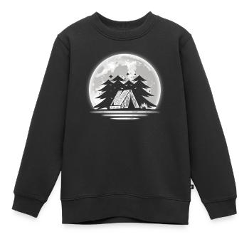 Camp Camping Camper Moon - Sweat Premium enfant bio - noir - Devant - AI Model Kid Female (0cm)