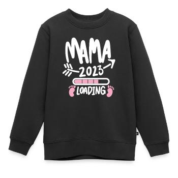 Mama 2023 loading - Werdende Mutter 2023 - Kinder Premium Organic Sweatshirt - Schwarz - Vorne - AI Model Kid Female (0cm)