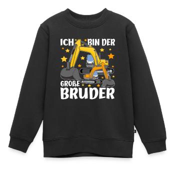 Geschwister Ich Bin Der Grosse Bruder Bagger - Kinder Premium Organic Sweatshirt - Schwarz - Vorne - AI Model Kid Female (0cm)