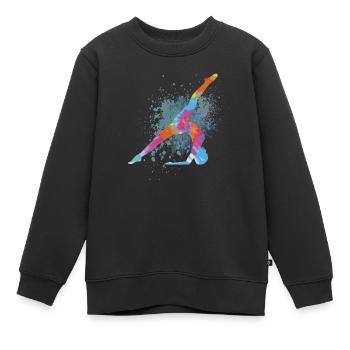 Bunt Figur Turnen Turnerin Gymnastik Geschenke - Kinder Premium Organic Sweatshirt - Schwarz - Vorne - AI Model Kid Female (0cm)