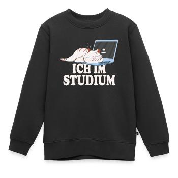 Ich im Studium schlafende katze - Kinder Premium Organic Sweatshirt - Schwarz - Vorne - AI Model Kid Female (0cm)