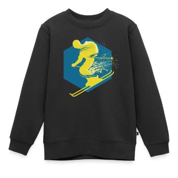 Skieur - Sweat Premium enfant bio - noir - Devant - AI Model Kid Female (0cm)
