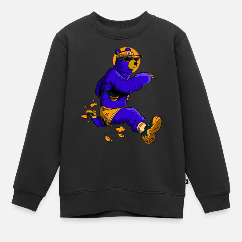 Ours et course à pied - Sweat Premium enfant bio - noir