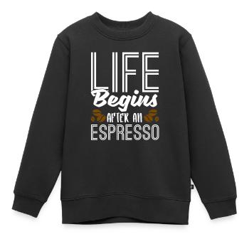 Espresso Kaffee - Kinder Premium Organic Sweatshirt - Schwarz - Vorne - AI Model Kid Female (0cm)