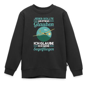 Flugzeug Segelfliegen Segelflieger - Kinder Premium Organic Sweatshirt - Schwarz - Vorne - AI Model Kid Female (0cm)