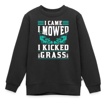 Lawn Mowing Lawn Lawn Mower Grass - Kids Premium Organic Sweatshirt - black - Front - AI Model Kid Female (0cm)