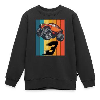 Birthday Monstertruck 3 years boy - Kids Premium Organic Sweatshirt - black - Front - AI Model Kid Female (0cm)