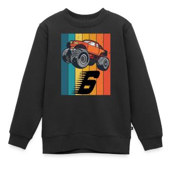 Monster truck birthday 6 years boy - Kids Premium Organic Sweatshirt - black - Front - AI Model Kid Female (0cm)