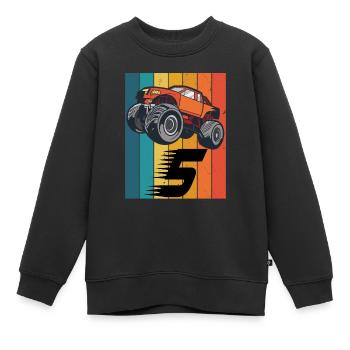 Monster Truck Geburtstag 5 Jahre Monstertruck - Kinder Premium Organic Sweatshirt - Schwarz - Vorne - AI Model Kid Female (0cm)