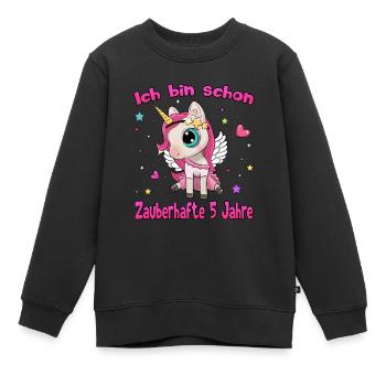 Mädchen Einhorn 5. Geburtstag Ich bin 5 Jahre - Kinder Premium Organic Sweatshirt - Schwarz - Vorne - AI Model Kid Female (0cm)