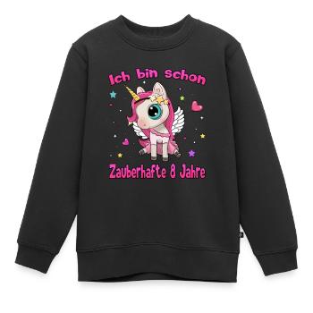 Einhorn 8 Geburtstag Mädchen 8 Jahre - Kinder Premium Organic Sweatshirt - Schwarz - Vorne - AI Model Kid Female (0cm)