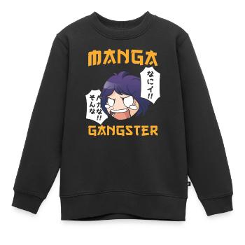 Manga Gangster - Sweat Premium enfant bio - noir - Devant - AI Model Kid Female (0cm)