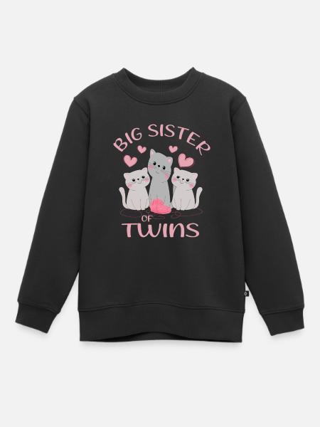 Storesøster til tvillinger katte forfremmet til storesøster - Premium børne sweatshirt økologisk - sort