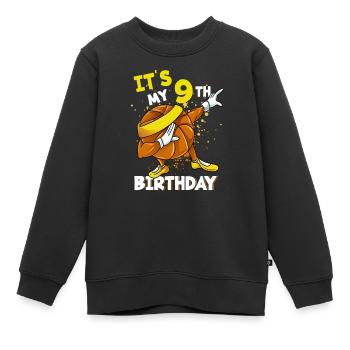 Dabbing Basketball 9e anniversaire - Sweat Premium enfant bio - noir - Devant - AI Model Kid Female (0cm)