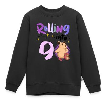 9. Geburtstag Hamster Rolling into 9 Jahre - Kinder Premium Organic Sweatshirt - Schwarz - Vorne - AI Model Kid Female (0cm)