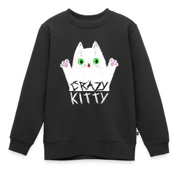 Crazy Kitty - Kinder Premium Organic Sweatshirt - Schwarz - Vorne - AI Model Kid Female (0cm)