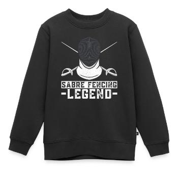 Légende de l’escrime sabre - Escrimeur d’escrime sabre - Sweat Premium enfant bio - noir - Devant - AI Model Kid Female (0cm)