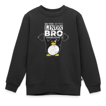 Do You Even Linux Bro Linux Pinguin hebt Gewichte - Kinder Premium Organic Sweatshirt - Schwarz - Vorne - AI Model Kid Female (0cm)