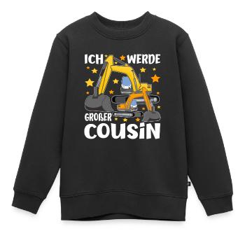 Großer Cousin Baggerfahrer Geschenke Ich werde - Kinder Premium Organic Sweatshirt - Schwarz - Vorne - AI Model Kid Female (0cm)