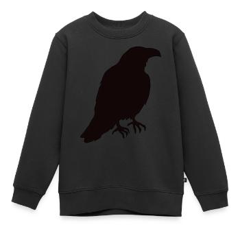Ein Rabe sitzt im Profil - Kinder Premium Organic Sweatshirt - Schwarz - Vorne - AI Model Kid Female (0cm)