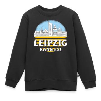 LEIPZIG KANN ES - Kinder Premium Organic Sweatshirt - Schwarz - Vorne - AI Model Kid Female (0cm)