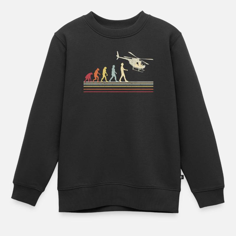 Hélicoptère Hélicoptère Pilote Heli - Sweat Premium enfant bio - noir