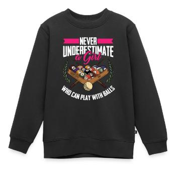Billard 8 boules - Sweat Premium enfant bio - noir - Devant - AI Model Kid Female (0cm)