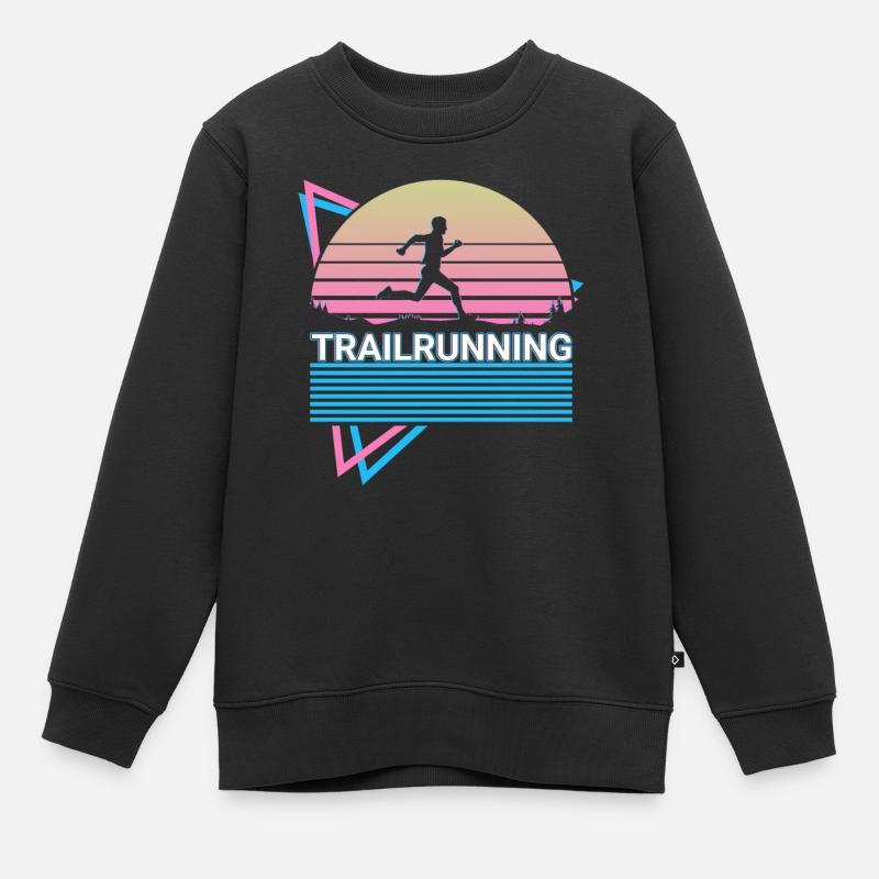 Trail Running Trail Runner Rétro - Sweat Premium enfant bio - noir