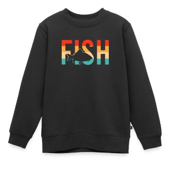 Poisson poisson - Sweat Premium enfant bio - noir - Devant - AI Model Kid Female (0cm)