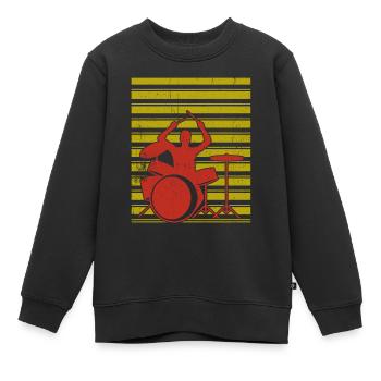 Schlagzeuger Schlagzeug - Kinder Premium Organic Sweatshirt - Schwarz - Vorne - AI Model Kid Female (0cm)