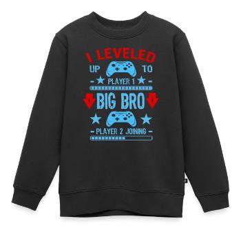 I leVeled Up To BiG brOther Gamer Brothers - Kinder Premium Organic Sweatshirt - Schwarz - Vorne - AI Model Kid Female (0cm)