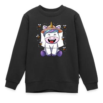 Honigbiene Einhorn Honig Imker - Kinder Premium Organic Sweatshirt - Schwarz - Vorne - AI Model Kid Female (0cm)