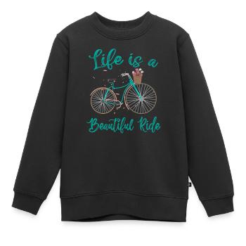 Life Is A Beautiful Ride Cycling Cyclist - Kinder Premium Organic Sweatshirt - Schwarz - Vorne - AI Model Kid Female (0cm)