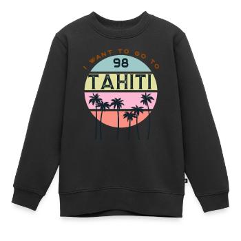 Ich möchte nach Tahiti - Kinder Premium Organic Sweatshirt - Schwarz - Vorne - AI Model Kid Female (0cm)